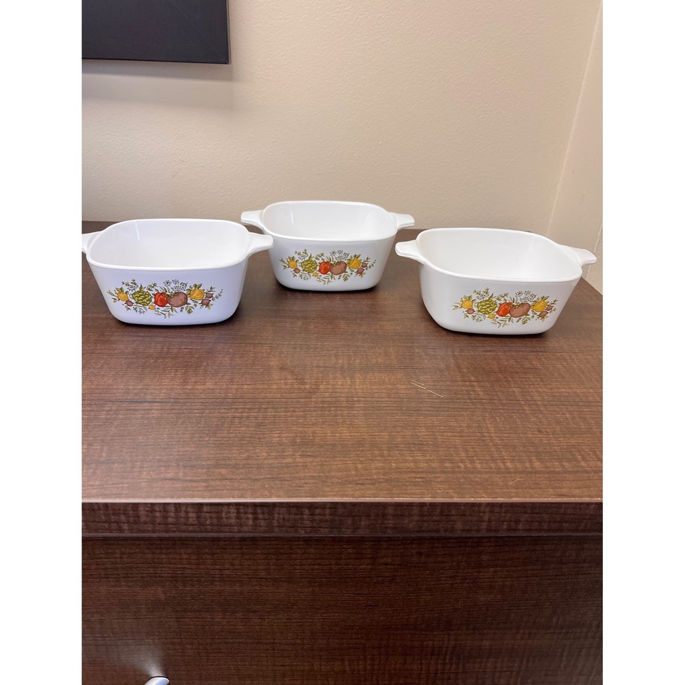 Vintage CorningWare Spice O' Life 2 3/5Cup Square Casserole Dishes Lot of 3